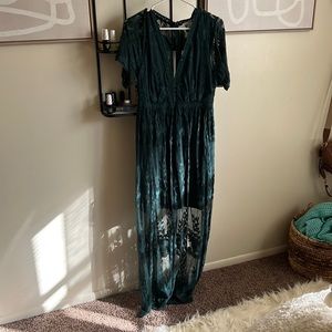 Bella ella boitique teal green maxi dress